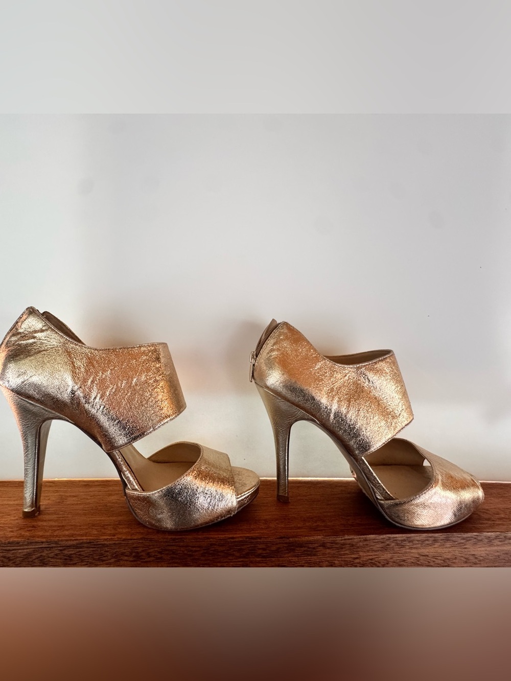 Nine West Gold Peep-Toe High Heels